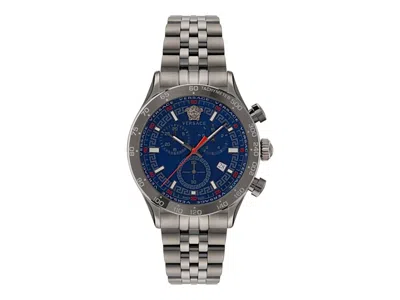 Pre-owned Versace Men's  Hellenyium Chrono Ve2u00722 Watch In Stainless Steel In Silver