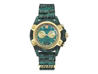 Pre-owned Versace Men's  Icon Active Chronograph Ve8p00324 Watch In Stainless Steel In Silver