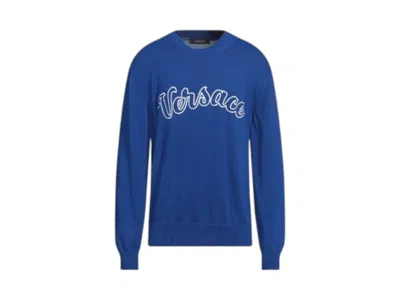 Pre-owned Versace Men's  Knit Sweater In Blue/white