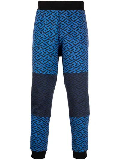 Pre-owned Versace Men's  La Greca Sweatpants In Blue