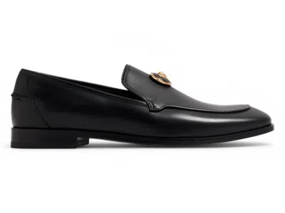 Pre-owned Versace Men's  La Medusa Loafers Gold Sneakers In Black/ Gold