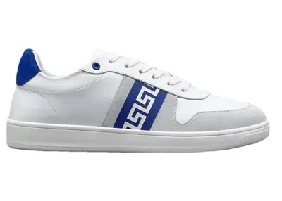 Pre-owned Versace Men's  Leather Low Top Sneaker Sneakers In White/grey/blue