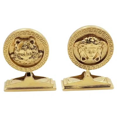 Pre-owned Versace Men's  Medusa Head 18k Yellow Gold Contemporary Style Cufflinks