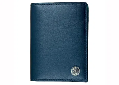 Pre-owned Versace Men's  Medusa Logo Bifold Wallet In Black/green In Multi
