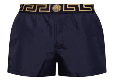 Pre-owned Versace Men's  Medusa Logo Swim Shorts In Navy Blue