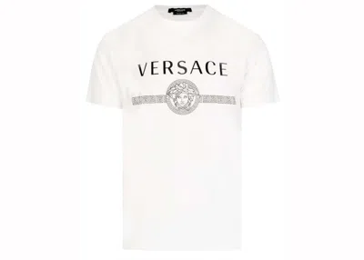 Pre-owned Versace Men's  Medusa Logo T-shirt In White/black