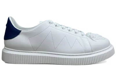 Pre-owned Versace Men's  Medusa Low Sneakersin White/navy Blue In Multi