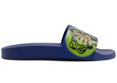 Pre-owned Versace Men's  Medusa Smile Slide Sneakers In Blue