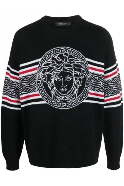 Pre-owned Versace Men's  Medusa Sweater In Black