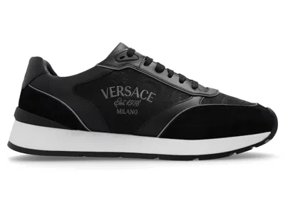Pre-owned Versace Men's  Milano Sneakers In Black