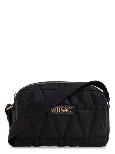 Versace Men's  Myth Nylon Crossbody Bag In Black