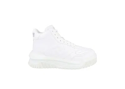 Pre-owned Versace Men's  Odissa High Top Sneakers In White
