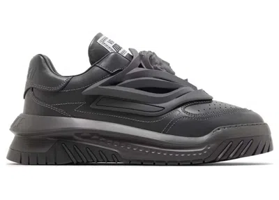 Pre-owned Versace Men's  Odissea Caged Rubber Medusa Sneaker Fossil Sneakers In Dark/grey In Gray