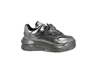 Pre-owned Versace Men's  Odissea Metallic Sneakers In Grey