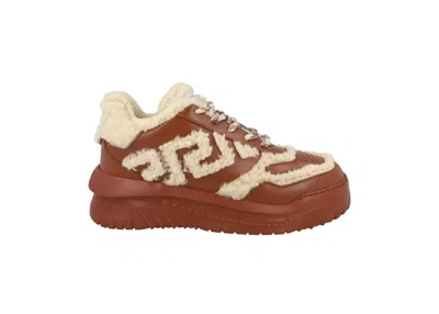 Pre-owned Versace Men's  Odissea Sherling Sneakers In Camel