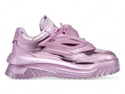 Pre-owned Versace Men's  Odyssey Low Top Metallic Sneakers In Purple