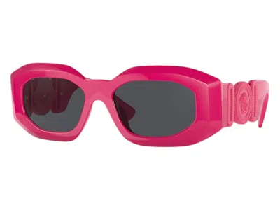Pre-owned Versace Men's  Oval Sunglasses Gray In Fuchsia (ve4425u 536787)