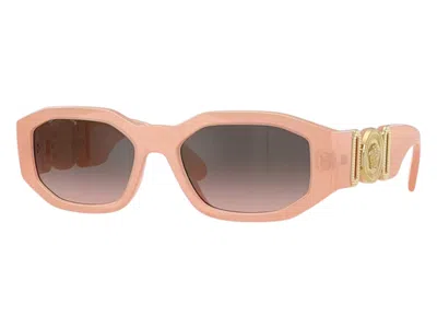 Pre-owned Versace Men's  Oval Sunglasses Greypinksilversilver In Nude Opal (ve4361 539258)