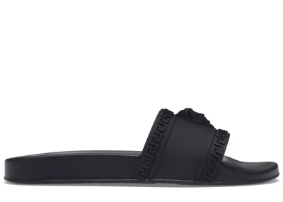 Pre-owned Versace Men's  Palazzo Slides Sneakers In Black