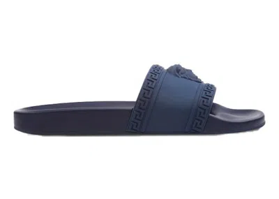 Pre-owned Versace Men's  Palazzo Slides Sneakers In Navy Blue