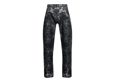Pre-owned Versace Men's  Patterned Jeans In Black