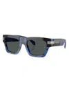 Versace 55mm Plaque Rectangular Sunglasses In Blue