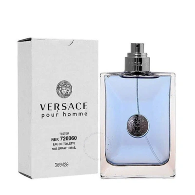 Versace Men's  Pour Homme Edt Spray 3.4 oz (tester) (100 Ml) In Blue / Orange