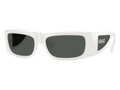 Pre-owned Versace Men's  Rectangle Sunglasses Gray In White (ve4482 314/87)