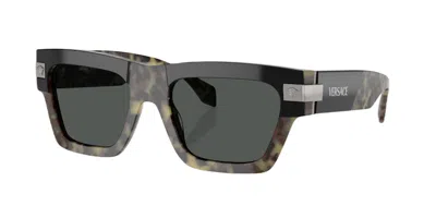 Pre-owned Versace Men's  Rectangle Sunglasses In Havana (0ve4464 545687)