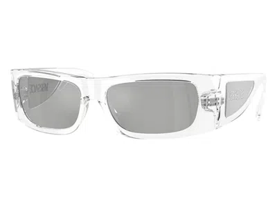 Pre-owned Versace Men's  Rectangle Sunglasses Mirror Silversilversilvertransparent In Transparent (ve4482 148/8