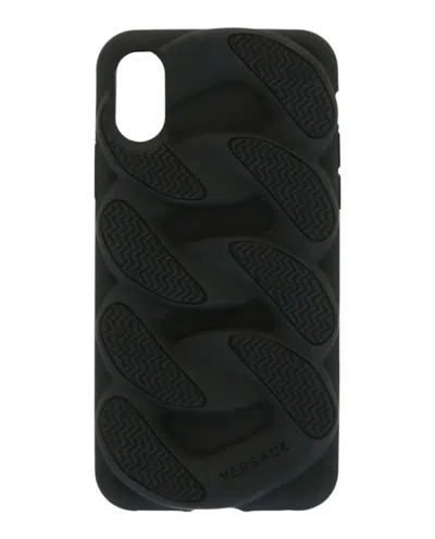 Pre-owned Versace Men's  Silicone Chain Reaction Iphone X Case In Black