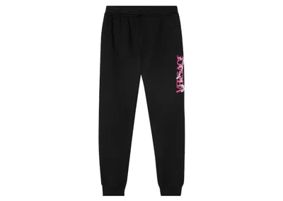 Pre-owned Versace Men's  Silver Baroque Sweatpants In Black