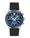 Versace Sport Chrono Leather Watch In Black