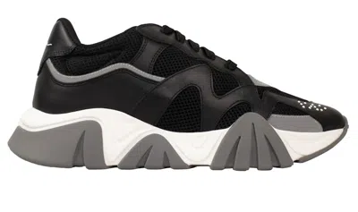 Pre-owned Versace Men's  Squalo Sneakers In Black/white