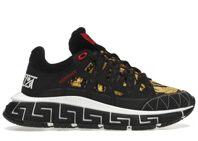 Pre-owned Versace Men's  Trigreca Barocco Print Sneakers In Black