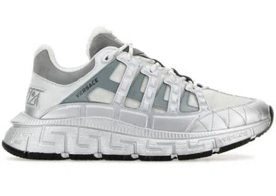 Pre-owned Versace Men's  Trigreca Sneaker Sneakers In White/silver
