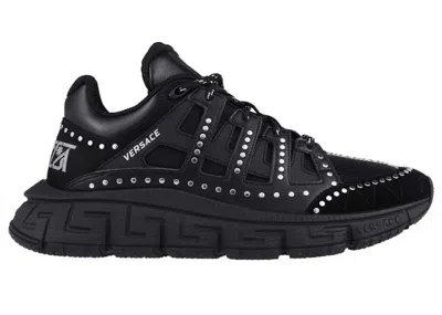 Pre-owned Versace Men's  Trigreca Sneakers In Black