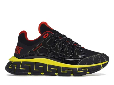 Pre-owned Versace Men's  Trigreca Sneakers In Black/red/yellow