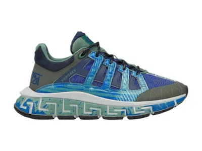 Pre-owned Versace Men's  Trigreca Sneakers In Blue