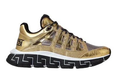 Pre-owned Versace Men's  Trigreca Sneakers In Gold/sparkling Silver