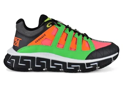 Pre-owned Versace Men's  Trigreca Sneakers In Green/red/pink