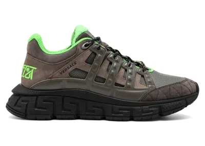Pre-owned Versace Men's  Trigreca Sneakers In Pepper/taupe