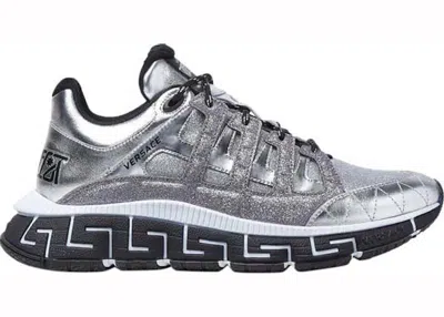 Pre-owned Versace Men's  Trigreca Sneakers In Silver