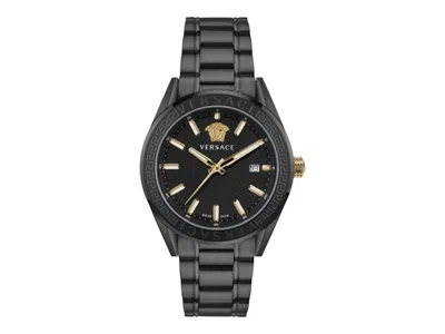 Pre-owned Versace Men's  Vcode Bracelet Ve6a00925 Watch In Stainless Steel In Silver