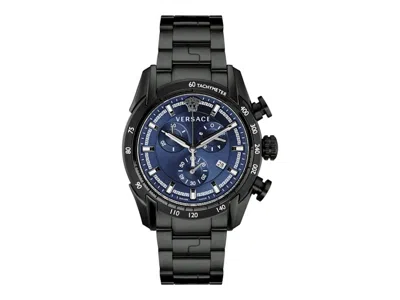 Pre-owned Versace Men's  Vray Chronograph Ve2i00521 Watch In Stainless Steel In Silver