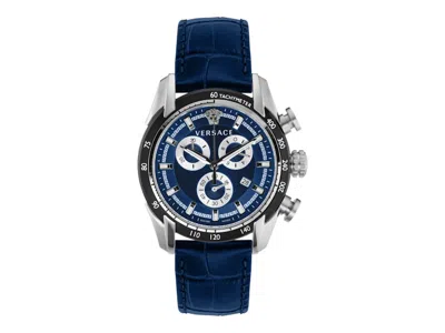 Pre-owned Versace Men's  Vray Chronograph Ve2i00721 Watch In Stainless Steel In Silver