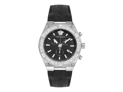Pre-owned Versace Men's  Vsporty Greca Veso00222 Watch In Stainless Steel In Silver