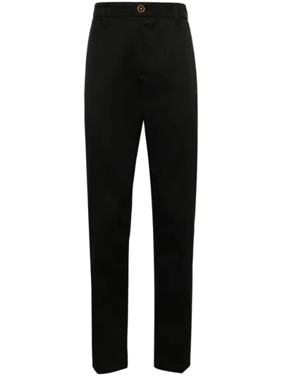 Versace Men's Versatile Black Cotton Gabardine Pants For Ss24