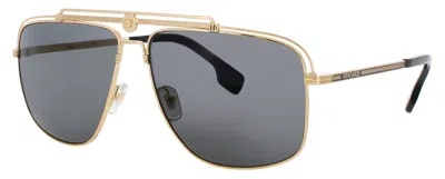 Versace Men's Versatile Metal Sunglasses 61-13-145, Style 0ve2242 In 1002 - Gold / Smoke