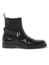 Versace V Leather Chelsea Boots In Black